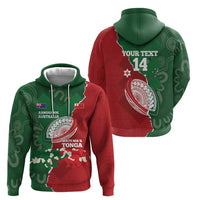 Custom Tonga And Australia Rugby Hoodie Mate Maa Tongan Ngatu Mix Kangaroos Aboriginal LT14 - Polynesian Pride