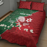 Custom Tonga And Australia Rugby Quilt Bed Set Mate Maa Tongan Ngatu Mix Kangaroos Aboriginal LT14 - Polynesian Pride