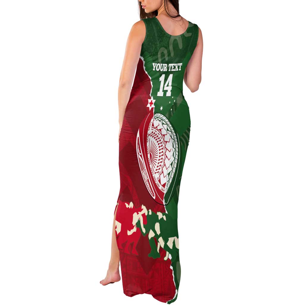 Custom Tonga And Australia Rugby Tank Maxi Dress Mate Maa Tongan Ngatu Mix Kangaroos Aboriginal