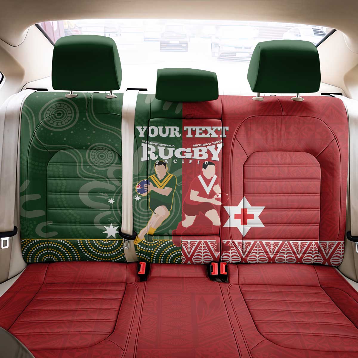 Custom Mate Maa Tonga And Kangaroo Australia Back Car Seat Cover Tongan Kupesi Mix Aboriginal Art