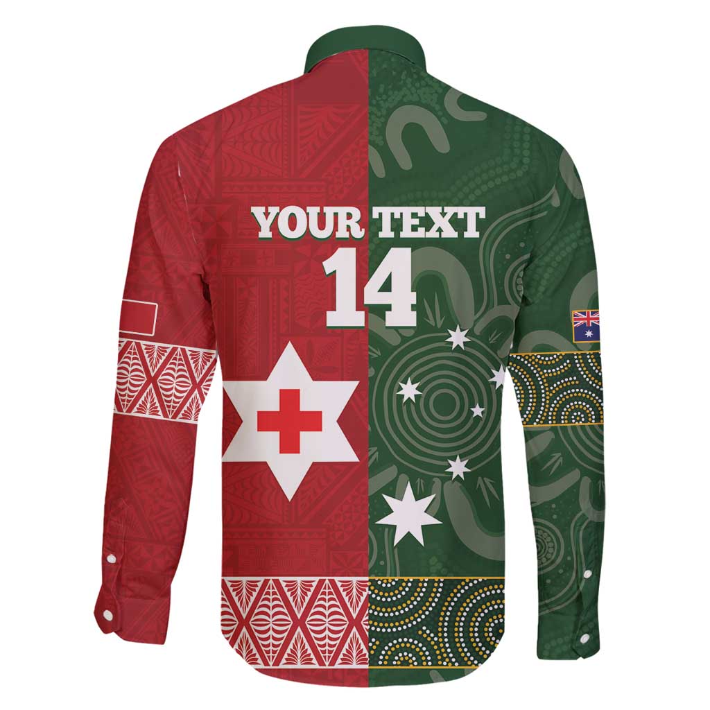 Custom Mate Maa Tonga And Kangaroo Australia Family Matching Puletasi and Hawaiian Shirt Tongan Kupesi Mix Aboriginal Art