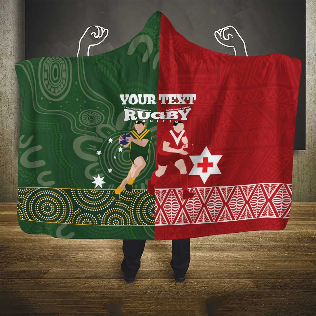 Custom Mate Maa Tonga And Kangaroo Australia Hooded Blanket Tongan Kupesi Mix Aboriginal Art