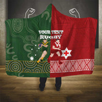 Custom Mate Maa Tonga And Kangaroo Australia Hooded Blanket Tongan Kupesi Mix Aboriginal Art