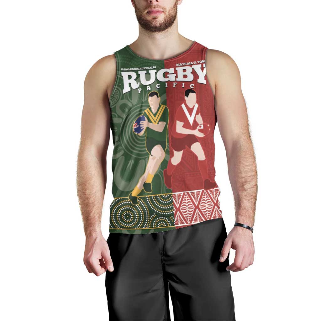 Custom Mate Maa Tonga And Kangaroo Australia Men Tank Top Tongan Kupesi Mix Aboriginal Art