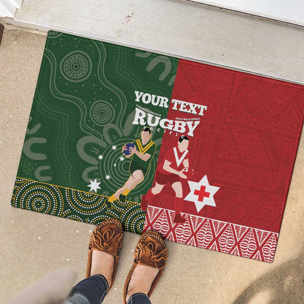 Custom Mate Maa Tonga And Kangaroo Australia Rubber Doormat Tongan Kupesi Mix Aboriginal Art