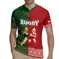 Custom Mate Maa Tonga And Kangaroo Australia Rugby Jersey Tongan Kupesi Mix Aboriginal Art