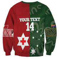 Custom Mate Maa Tonga And Kangaroo Australia Sweatshirt Tongan Kupesi Mix Aboriginal Art