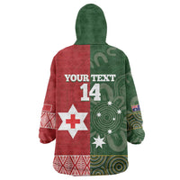 Custom Mate Maa Tonga And Kangaroo Australia Wearable Blanket Hoodie Tongan Kupesi Mix Aboriginal Art LT14 - Polynesian Pride