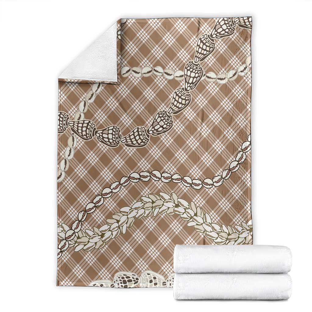 Brown Aloha Hawaii Shell Lei Blanket Palaka Hebrew Cone Honey Cowrie Elegant Curves - Polynesian Pride
