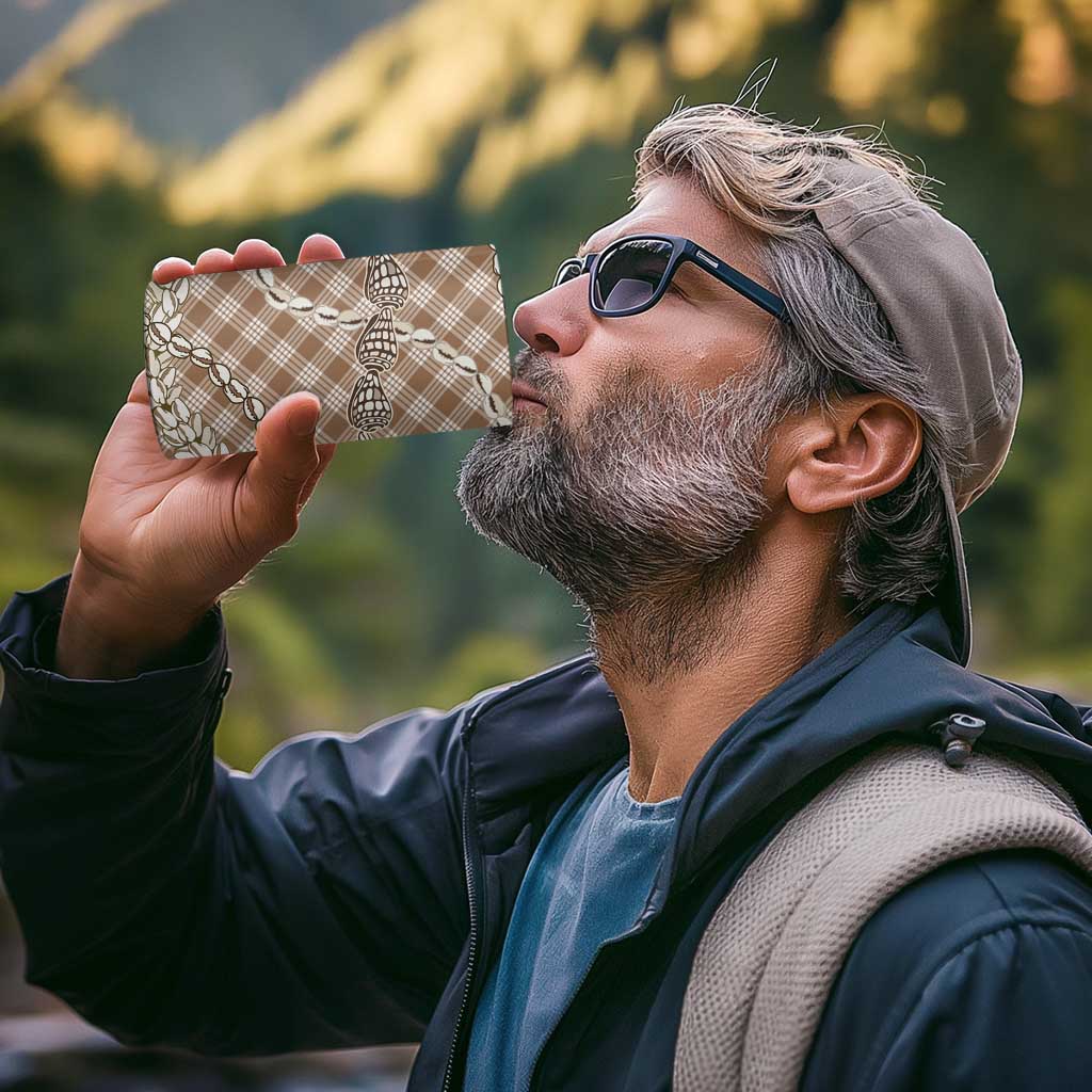 Brown Aloha Hawaii Shell Lei 4 in 1 Can Cooler Tumbler Palaka Hebrew Cone Honey Cowrie Elegant Curves - Polynesian Pride