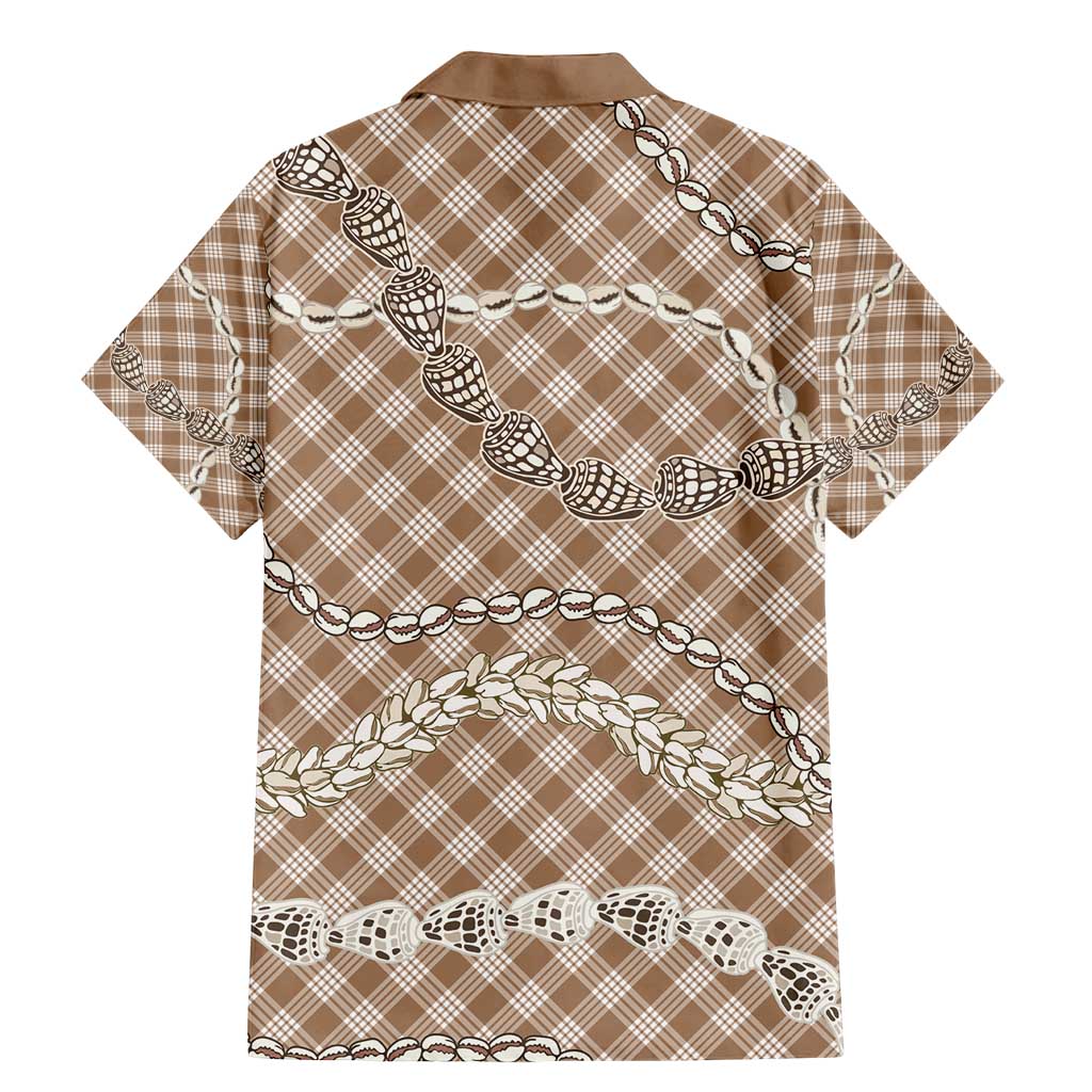 Brown Aloha Hawaii Shell Lei Family Matching Mermaid Dress and Hawaiian Shirt Palaka Hebrew Cone Honey Cowrie Elegant Curves - Polynesian Pride