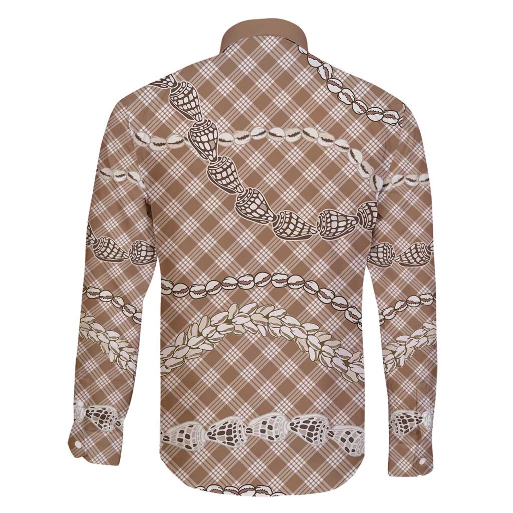 Brown Aloha Hawaii Shell Lei Family Matching Mermaid Dress and Hawaiian Shirt Palaka Hebrew Cone Honey Cowrie Elegant Curves - Polynesian Pride