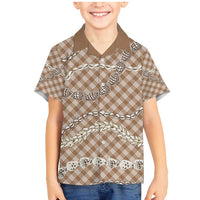 Brown Aloha Hawaii Shell Lei Family Matching Mermaid Dress and Hawaiian Shirt Palaka Hebrew Cone Honey Cowrie Elegant Curves - Polynesian Pride