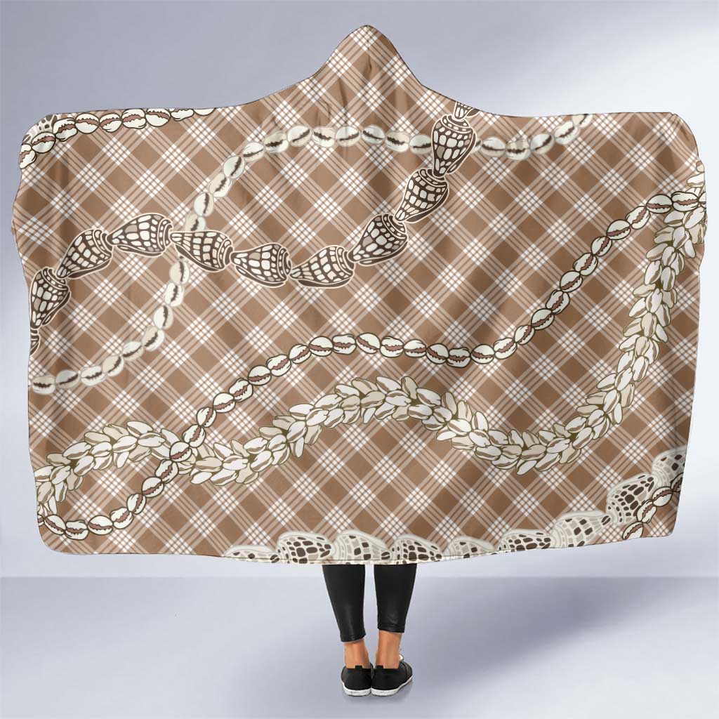 Brown Aloha Hawaii Shell Lei Hooded Blanket Palaka Hebrew Cone Honey Cowrie Elegant Curves - Polynesian Pride
