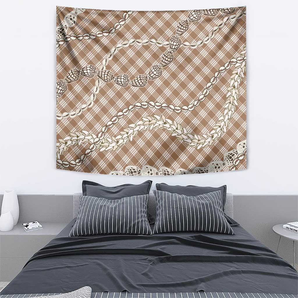 Brown Aloha Hawaii Shell Lei Tapestry Palaka Hebrew Cone Honey Cowrie Elegant Curves - Polynesian Pride