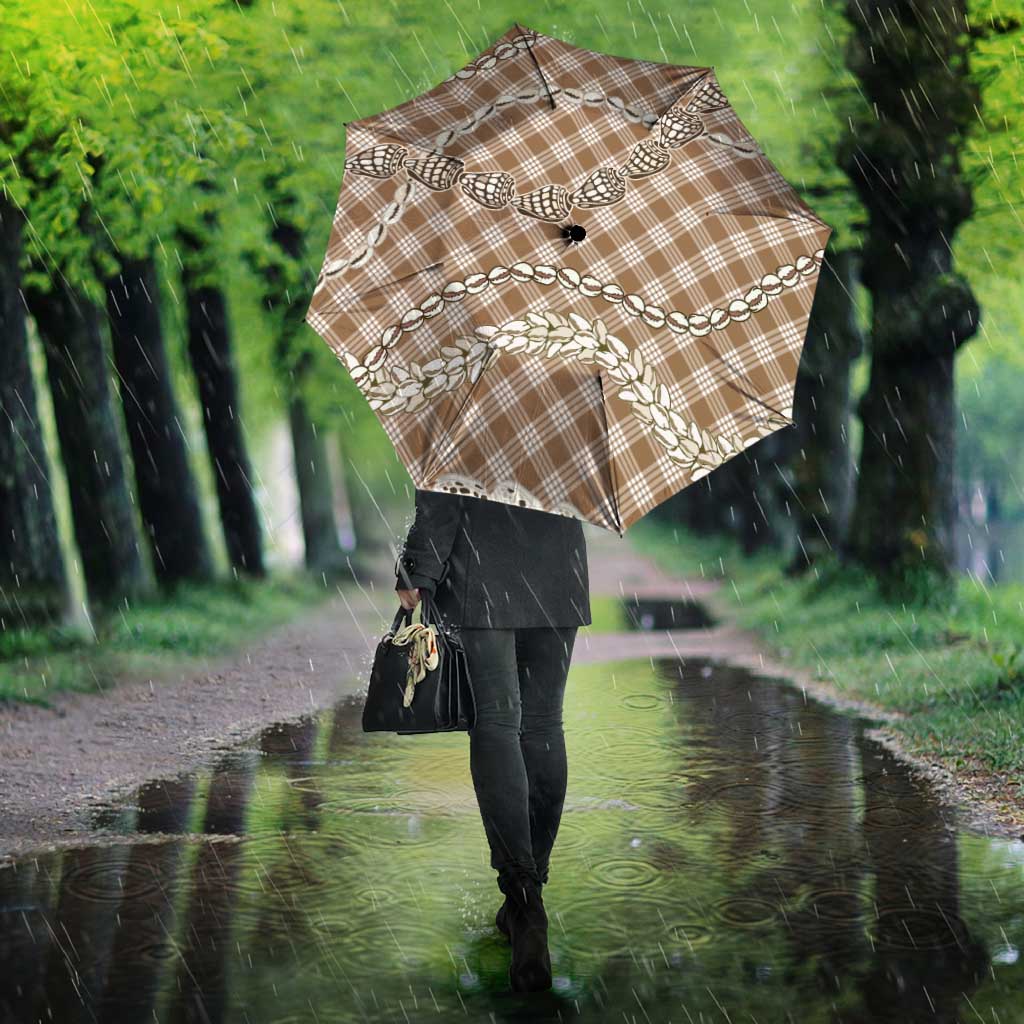 Brown Aloha Hawaii Shell Lei Umbrella Palaka Hebrew Cone Honey Cowrie Elegant Curves - Polynesian Pride