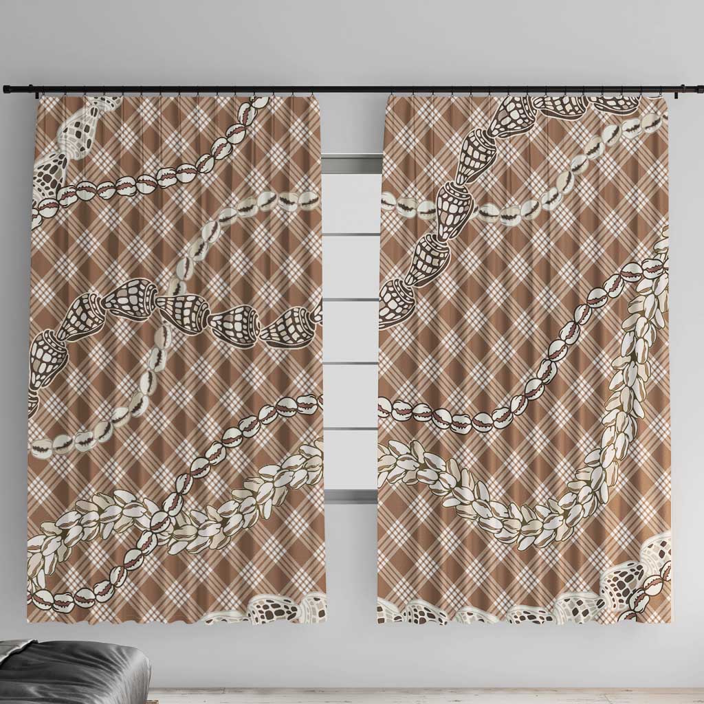 Brown Aloha Hawaii Shell Lei Window Curtain Palaka Hebrew Cone Honey Cowrie Elegant Curves - Polynesian Pride