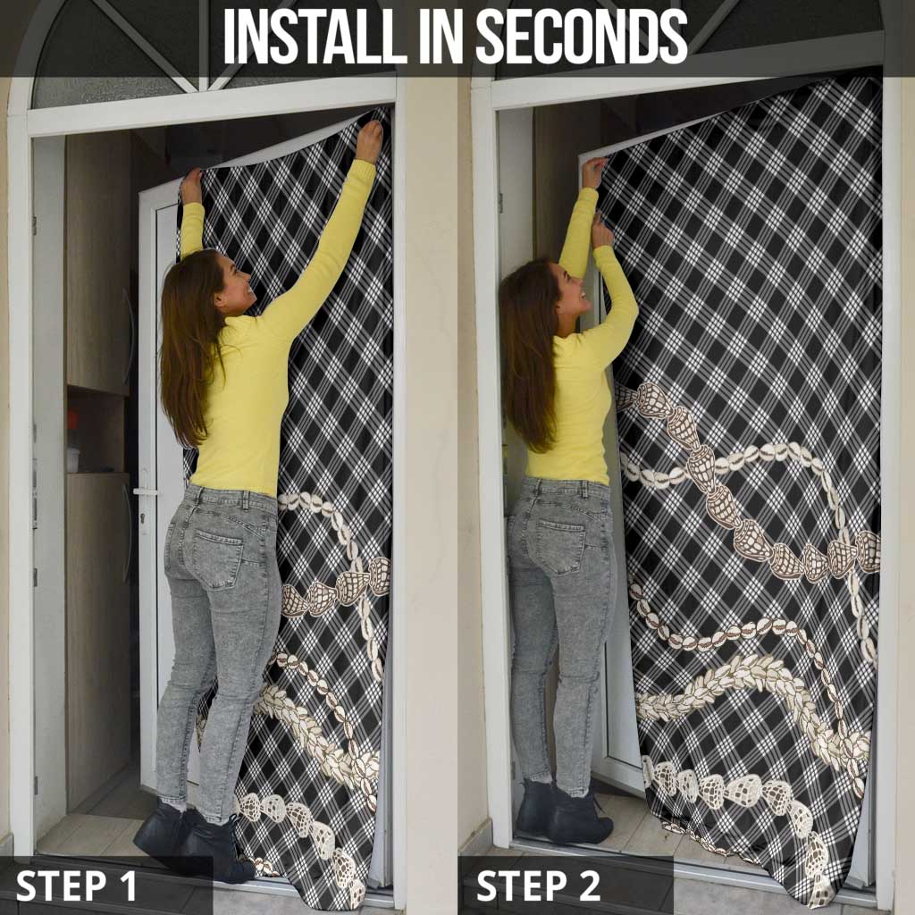 Black Aloha Hawaii Shell Lei Door Cover Palaka Hebrew Cone Honey Cowrie Elegant Curves - Polynesian Pride