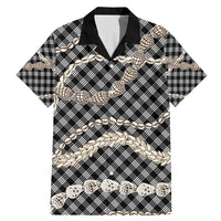 Black Aloha Hawaii Shell Lei Family Matching Mermaid Dress and Hawaiian Shirt Palaka Hebrew Cone Honey Cowrie Elegant Curves - Polynesian Pride