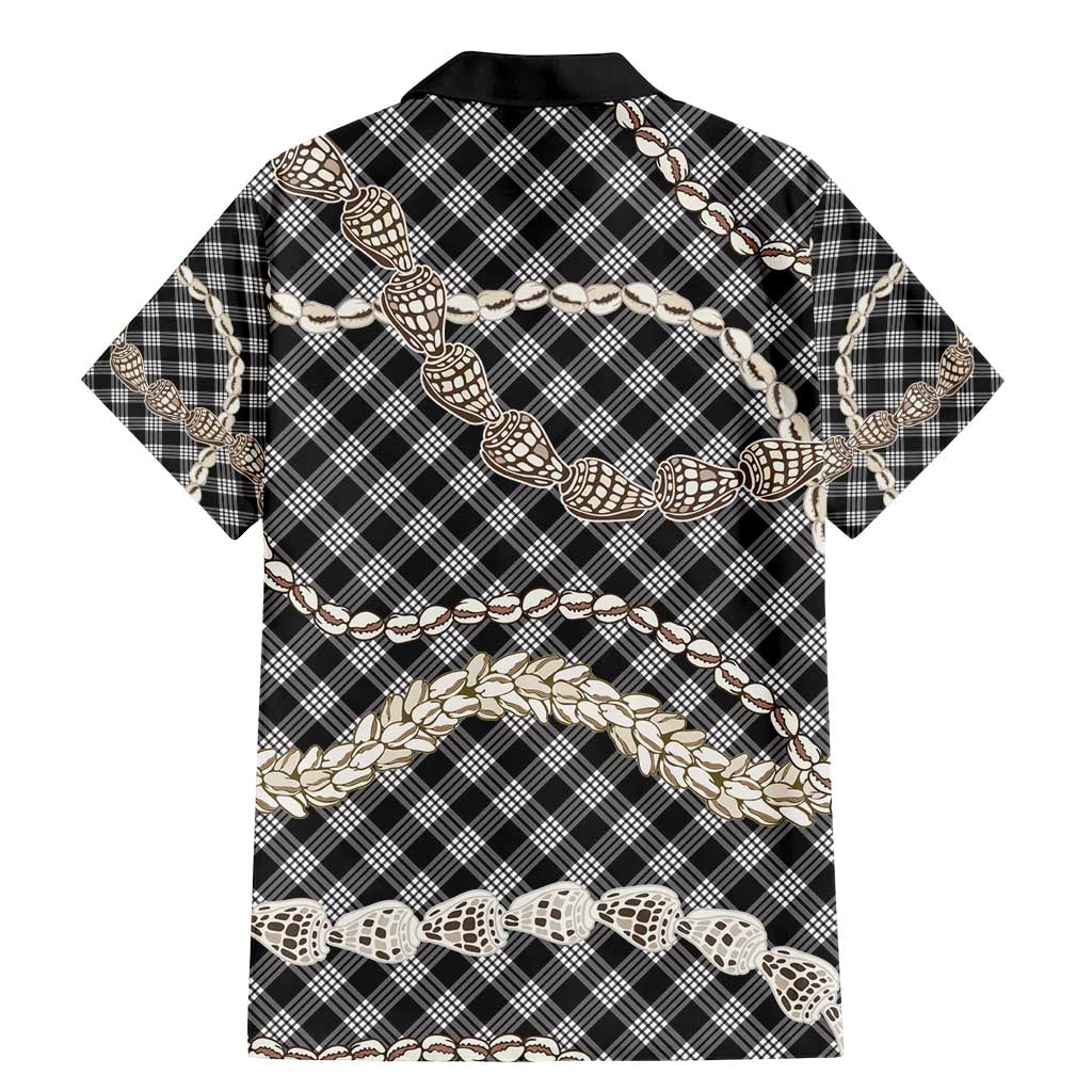 Black Aloha Hawaii Shell Lei Family Matching Mermaid Dress and Hawaiian Shirt Palaka Hebrew Cone Honey Cowrie Elegant Curves - Polynesian Pride