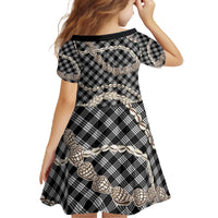 Black Aloha Hawaii Shell Lei Family Matching Off The Shoulder Long Sleeve Dress and Hawaiian Shirt Palaka Hebrew Cone Honey Cowrie Elegant Curves - Polynesian Pride