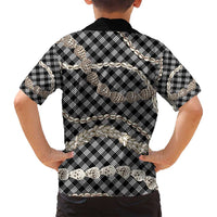 Black Aloha Hawaii Shell Lei Family Matching Tank Maxi Dress and Hawaiian Shirt Palaka Hebrew Cone Honey Cowrie Elegant Curves - Polynesian Pride