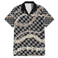 Black Aloha Hawaii Shell Lei Family Matching Tank Maxi Dress and Hawaiian Shirt Palaka Hebrew Cone Honey Cowrie Elegant Curves - Polynesian Pride