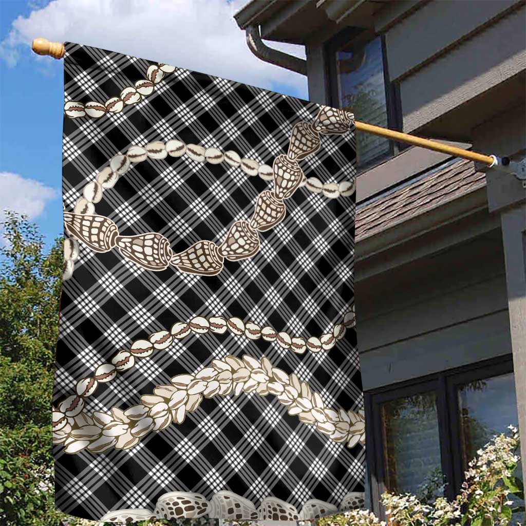 Black Aloha Hawaii Shell Lei Garden Flag Palaka Hebrew Cone Honey Cowrie Elegant Curves - Polynesian Pride