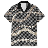 Black Aloha Hawaii Shell Lei Hawaiian Shirt Palaka Hebrew Cone Honey Cowrie Elegant Curves - Polynesian Pride