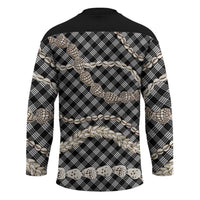 Black Aloha Hawaii Shell Lei Hockey Jersey Palaka Hebrew Cone Honey Cowrie Elegant Curves - Polynesian Pride