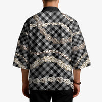 Black Aloha Hawaii Shell Lei Kimono Palaka Hebrew Cone Honey Cowrie Elegant Curves - Polynesian Pride