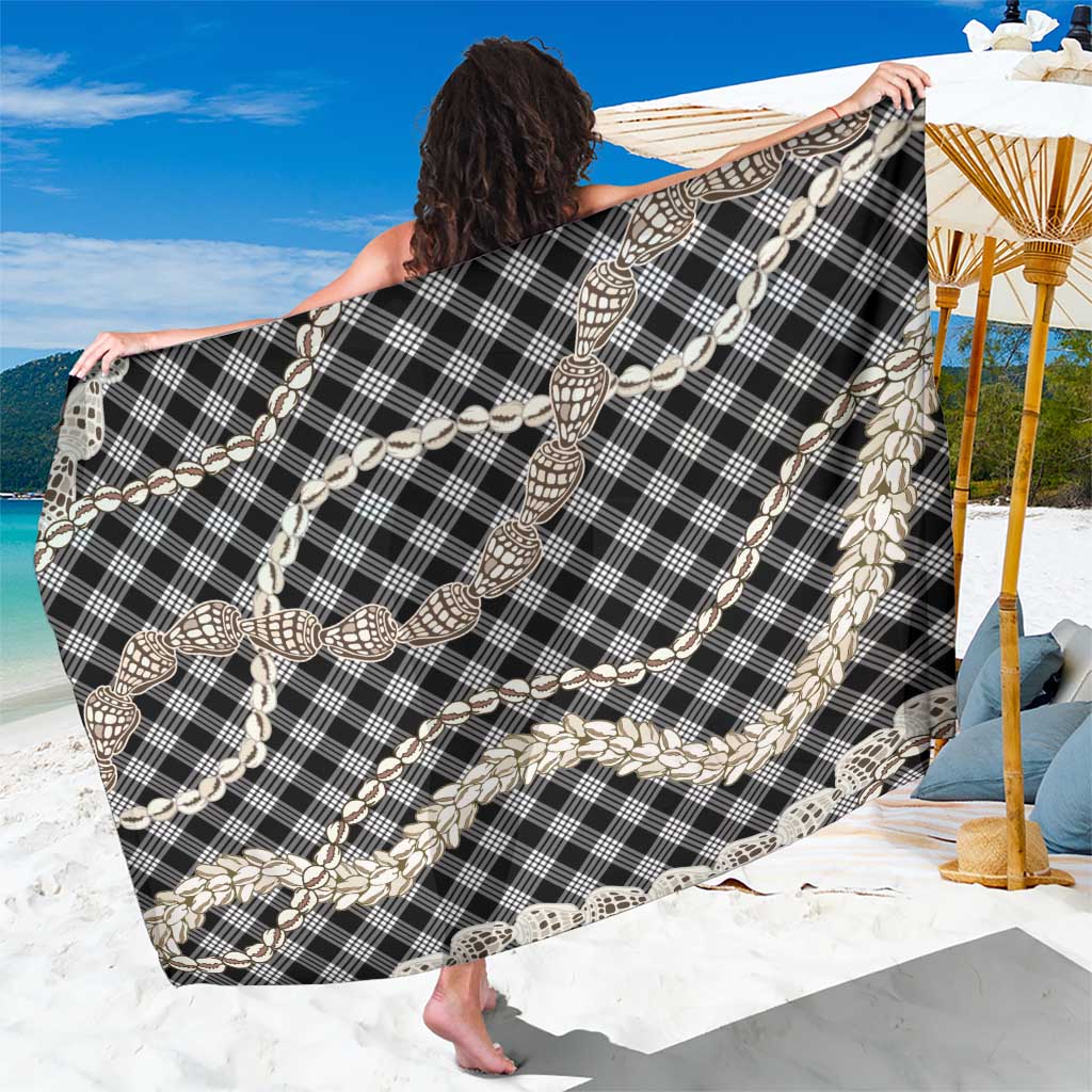 Black Aloha Hawaii Shell Lei Sarong Palaka Hebrew Cone Honey Cowrie Elegant Curves - Polynesian Pride