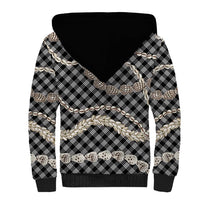 Black Aloha Hawaii Shell Lei Sherpa Hoodie Palaka Hebrew Cone Honey Cowrie Elegant Curves - Polynesian Pride