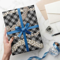 Black Aloha Hawaii Shell Lei Wrapping Paper Palaka Hebrew Cone Honey Cowrie Elegant Curves - Polynesian Pride