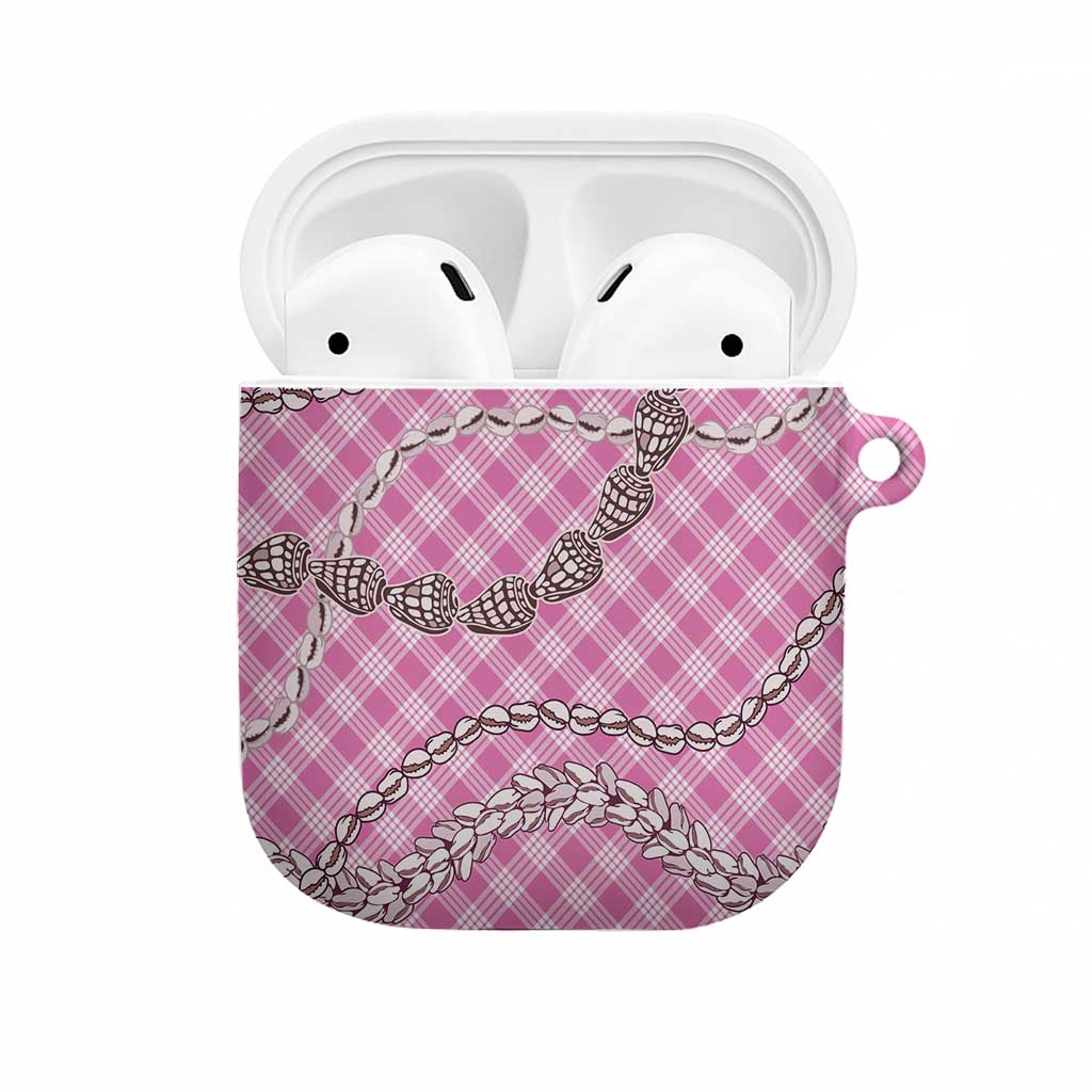 Pink Aloha Hawaii Shell Lei AirPods Case Palaka Hebrew Cone Honey Cowrie Elegant Curves - Polynesian Pride