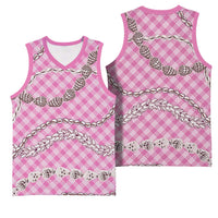 Pink Aloha Hawaii Shell Lei Basketball Jersey Palaka Hebrew Cone Honey Cowrie Elegant Curves - Polynesian Pride