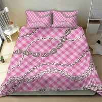 Pink Aloha Hawaii Shell Lei Bedding Set Palaka Hebrew Cone Honey Cowrie Elegant Curves - Polynesian Pride