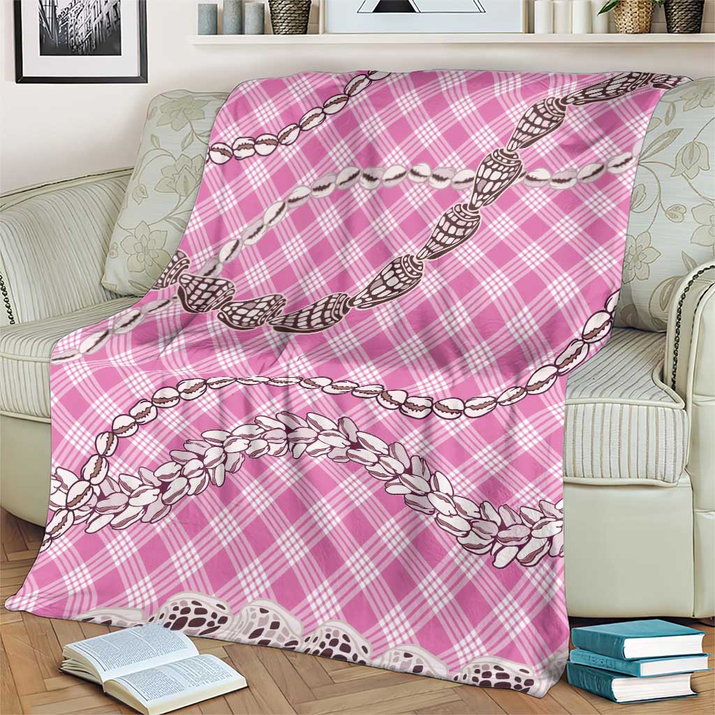Pink Aloha Hawaii Shell Lei Blanket Palaka Hebrew Cone Honey Cowrie Elegant Curves - Polynesian Pride