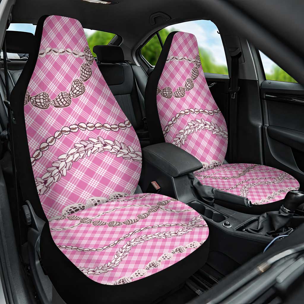 Pink Aloha Hawaii Shell Lei Car Seat Cover Palaka Hebrew Cone Honey Cowrie Elegant Curves - Polynesian Pride