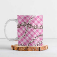 Pink Aloha Hawaii Shell Lei Ceramic Mug Palaka Hebrew Cone Honey Cowrie Elegant Curves - Polynesian Pride