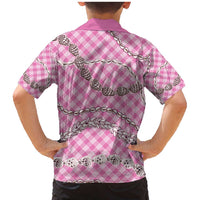 Pink Aloha Hawaii Shell Lei Family Matching Mermaid Dress and Hawaiian Shirt Palaka Hebrew Cone Honey Cowrie Elegant Curves - Polynesian Pride