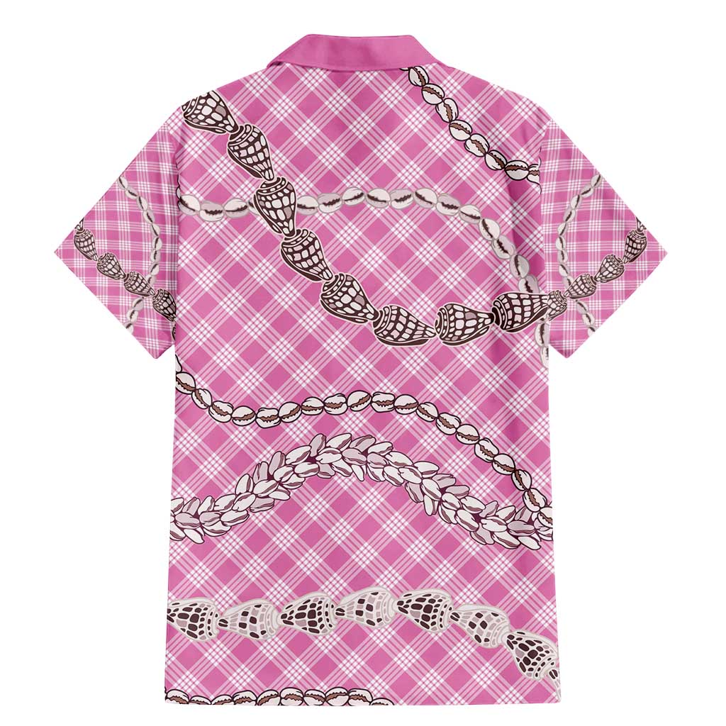 Pink Aloha Hawaii Shell Lei Family Matching Mermaid Dress and Hawaiian Shirt Palaka Hebrew Cone Honey Cowrie Elegant Curves - Polynesian Pride