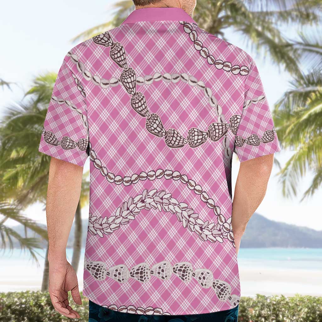Pink Aloha Hawaii Shell Lei Hawaiian Shirt Palaka Hebrew Cone Honey Cowrie Elegant Curves - Polynesian Pride