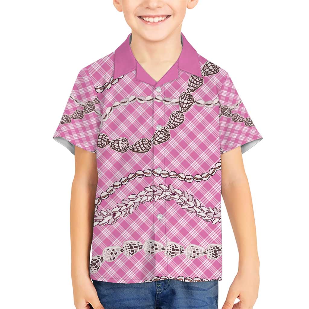 Pink Aloha Hawaii Shell Lei Hawaiian Shirt Palaka Hebrew Cone Honey Cowrie Elegant Curves - Polynesian Pride