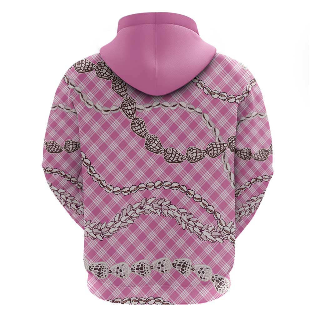 Pink Aloha Hawaii Shell Lei Hoodie Palaka Hebrew Cone Honey Cowrie Elegant Curves - Polynesian Pride