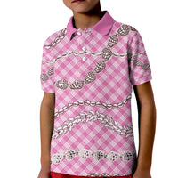 Pink Aloha Hawaii Shell Lei Kid Polo Shirt Palaka Hebrew Cone Honey Cowrie Elegant Curves - Polynesian Pride