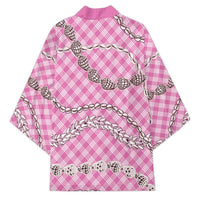 Pink Aloha Hawaii Shell Lei Kimono Palaka Hebrew Cone Honey Cowrie Elegant Curves - Polynesian Pride