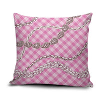 Pink Aloha Hawaii Shell Lei Pillow Cover Palaka Hebrew Cone Honey Cowrie Elegant Curves - Polynesian Pride