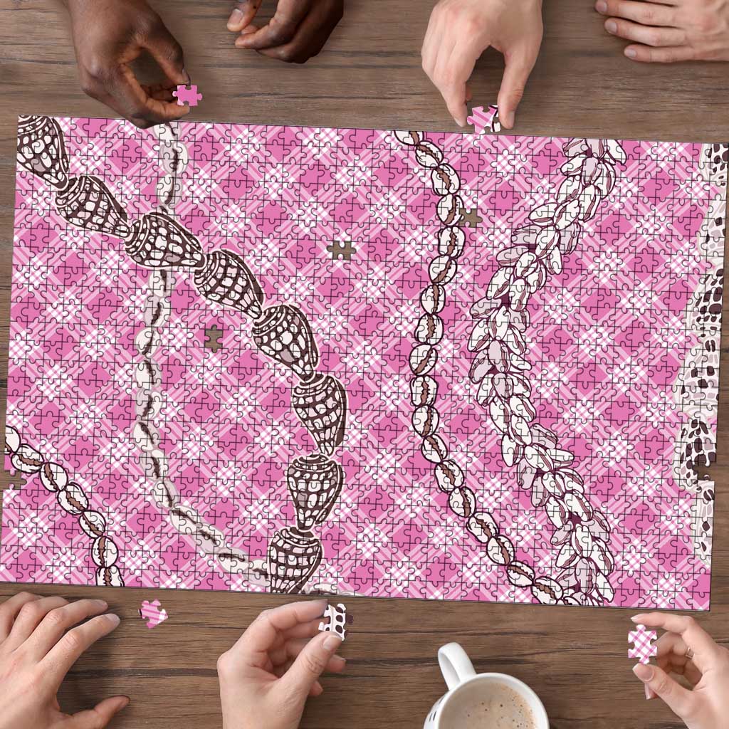 Pink Aloha Hawaii Shell Lei Puzzle Palaka Hebrew Cone Honey Cowrie Elegant Curves - Polynesian Pride