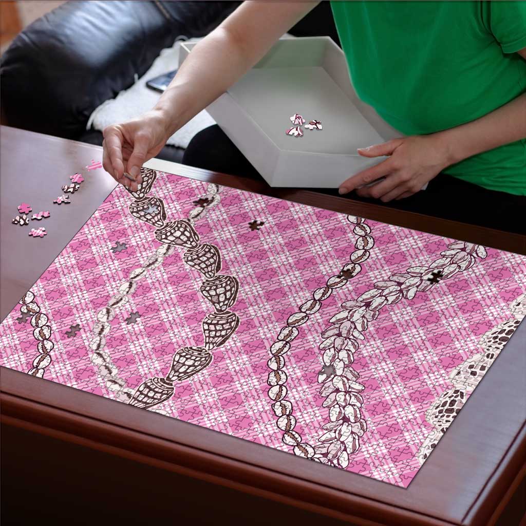 Pink Aloha Hawaii Shell Lei Puzzle Palaka Hebrew Cone Honey Cowrie Elegant Curves - Polynesian Pride